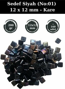 Zen Mozaik Sanatsal Mozaik Çalışmalarınız Için 12X 12 mm Kare - Sedefli  Cam Mozaik Taşı (200 Gr) - Sedef Siyah - 01