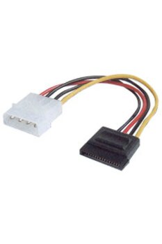 Assmann Dahili Güç Kaynağı Kablosu, Ide (4-PİN MOLEX) Erkek <=> Sata 15-pin Dişi, 0.15 Metre