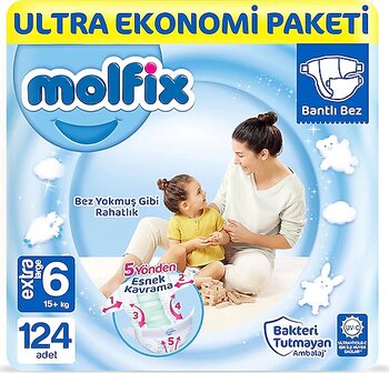 Molfix Extra Large No:6 124'lü Bebek Bezi