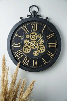 Muyika Design Perfetto Siyah 55 x 55 cm Sessiz Akar Mekanizma / Aktif Çarklı Mekanizma Yuvarlak Duvar Saati
