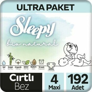 Sleepy Bebek Bezi Bio Natural Beden:4 7-16KG Maxi 192 Adet