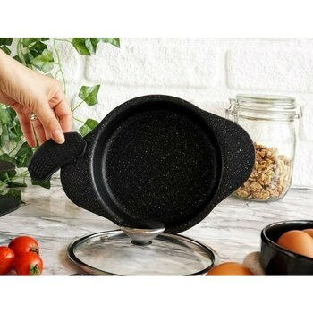 Göksan Mutfak Granit Sahan Seti Döküm Kapaklı Fırın Kabı - 6 - Siyah