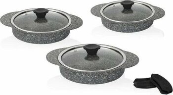 Taç Granit Plus 3'lü Gri Sahan Seti