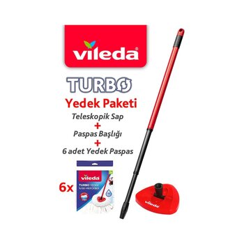 Vileda Turbo Sap + Classic Üçgen Başlık + Yedek Paspas 6'lı