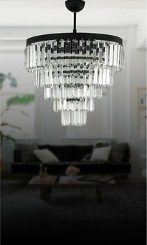Birsen Aydınlatma Nilsa 40 Siyah Kristal Taşlı Lüks Avize - 1