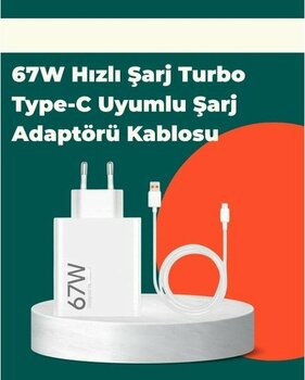 Güvenli ve Hızlı Şarj Için 67W Turbo Adaptör Type-C Kablo ile - Renkli