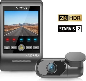 Viofo A229 Plus 2 Kameralı Ön+Arka 2K+2K HDR Sony Starvis 2 Sensörlü Wi-Fi GPS'li Araç Kamerası