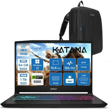 Msı Katana 15 Hx Intel Core I9 14900HX 64GB Ddr5 1tb SSD Windows 11 Home RTX5060 8gb 115W 15.6" 2k QHD(2560X1440) 165Hz Taşınabilir Bilgisayar B14W...