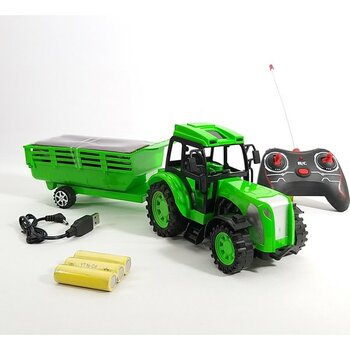 Can Oyuncak Uzaktan Kumandalı Römorklu Şarjlı Traktör Farm Agrimotor Series - Yeşil