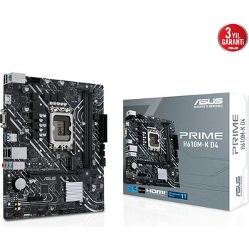 Asus Prime H610M-K D4 12.Nesil Intel H610 Soket 1700 DDR4 3200MHz mATX Anakart