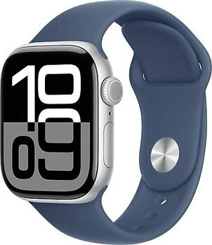 Apple Watch Series 10 GPS + Cellular 42mm Gümüş Rengi Alüminyum Kasa ve Kot Rengi Spor Kordon Akıllı Saat