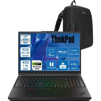 Lenovo Thinkpad P16 Gen3 Intel Ultra 9 285HX Ddr5 64GB 512GB+512GB SSD 16GB/RTXPRO4000 Blackwell 16" Wuxga (1920X1200) IPS 500NITS 100% Srgb 60Hz W...