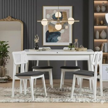 ZEYTUNHOME 4 Kişilik Açılır Yemek Masası Takımı | Modern Ve Şık Tasarım