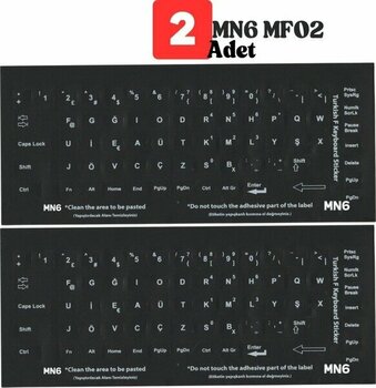 MF02 Türkçe F Klavye Etiketi/2 Adet/türkçe F Klavye Sticker-Laptop Pc Uymlu Türkçe F Klavye - Siyah