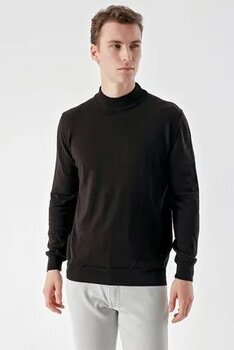 Morven Erkek Siyah Basic Yarım Balıkçı Yaka Dynamic Fit Rahat Kesim Triko