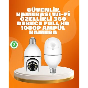 Zenvia Tam Karanlıkta Görüntüleme Sağlayan 1080P Ampul Güvenlik Kamerası - Açık Beyaz