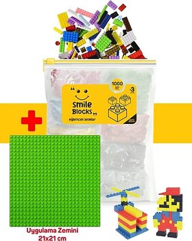 Smile Blocks Yeşil Zeminli 1000 Parça Fermuar Poşetli Mikro Blok Eğitici Oyuncak