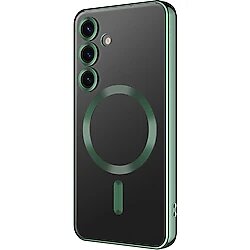 Galaxy S24 FE Kılıf Kamera Korumalı M-safe Wireless Şarj Özellikli Zore Demre Kapak - Koyu Yeşil