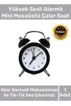Deluxe Yüksek Sesli Alarmlı Pilli Dekoratif Çift Çanlı Mini Masaüstü Analog Dekoratif Çalar Saat