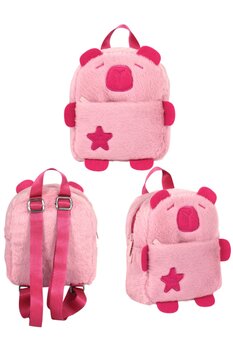 ÜMİT ÇANTA Capybara Pembe Günlük Peluş Sırt Çantası 20x22x9