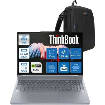 Lenovo Thinkbook 16P Gen6 Iax Intel Core Ultra 9 275HX Aı Ddr5 32GB 1tb SSD 8GB/RTX5060 115W 16" 3.2k (3200X2000) IPS 500NITS 165Hz Freedos Gaming ...