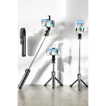İlk El Grup Tripod Kablosuz Bluetooth Bağlantılı Selfie Çubuğu 360 Derece Dönebilen Ieg - Altın