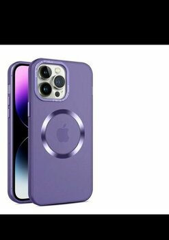 HappyCase Iphone 13 Pro Kılıf Kamera Çerçevesi Metal Buzlu Magsafe Silikon Kapak Kılıf - Mor