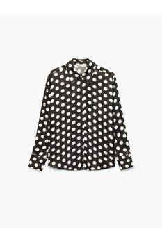 Koton Uzun Kollu Klasik Yaka Düğmeli Viskon Puantiyeli Saten Gömlek 38 Beden