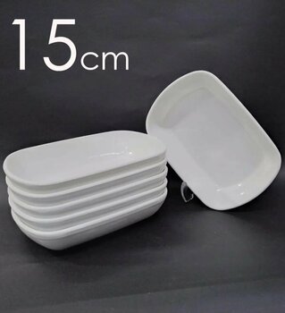 abnturk 12 Adet Beyaz Melamin Kayık Tabak 15x10cm Orta Boy Salata Tabağı Günlük Kullanıma Hesaplı Oval Tabak