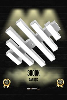 Hegza Lighting Parrılla ( Gri Kasa, Sarı Işık ) Ledli Modern Plafonyer Led Avize, Salon, Mutfak, Oturma Odası