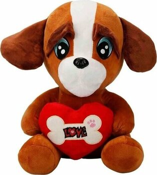 Toyz Dükkanım Kalpli Peluş Köpek 30Cm. Kız Erkek Çocuk Oyuncak Eğitici Oyuncaklar