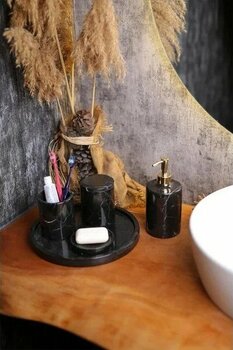 Heyna Mermer Banyo Seti 5’li Siyah Mermer Banyo Aksesuar Seti