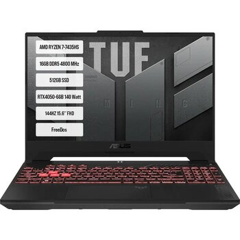 ASUS TUF Gaming A15 FA507NUR-LP075-Gaming AMD Ryzen 7-7435HS 16GB DDR5 512GB SSD RTX 4050 6GB 15.6 inç 144Hz Full HD Freedos Gaming Taşınabilir Bil