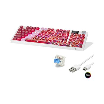 Büro Ev Ofis Bilgisayarı İçin Kırmızı Beyaz 95tuş Mavi Switch Kablosuz Mekanik Rgb Gaming Klavye Çok Renkli