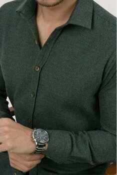 Etikmen Koyu Yeşil Düz Slimfit Oduncu Erkek Gömlek - S