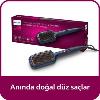 Philips Düzleştirici Tarak, Anında Doğal Düz, Pürüzsüz Kabarmayan Saçlar, BHH885/00