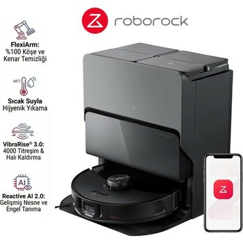 Roborock Kameralı Fotoğraf Çekme Özellikli Flexiarm Robotik Kol ve Sesli Komut Özellikli Tam Otomatik Istasyonlu Premium Robot Süpürge S8 Maxv Ultra