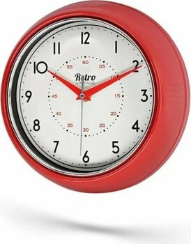 New-Max Premium Serisi Kırmızı Beyaz 25 cm Yuvarlak Akar saniye mekanizması Duvar Saati