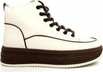 Guja 25K335 Kadın Hakiki Deri Parçalı Kısa Boyunlu Sneaker Bot - Bej - 36