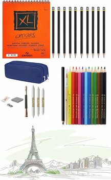 GLANCE Canson Xl A5 Eskiz Defterli Karakalem Ve Faber Water Color Kuruboya Kalemi Çizim Eskiz Seti