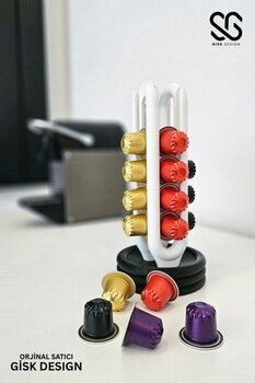 Nespresso Kahve Kapsül Standı | Mutfak Kahve Köşesi Organizer Dekor - Siyah