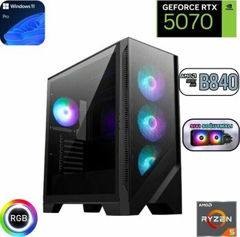 Güneysu Ryzen 5 7500F 16GB Ddr5 1tb SSD Rtx 5070 12GB B840 Wi Fi Anakart 240MM Sıvı Soğutma Windows 11 Pro Masaüstü Bilgisayarı