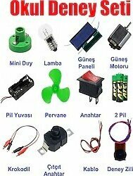 Okul Deney Seti 8 Güneş Paneli Duy Anahtar Pil Motor Krokodil Kablo