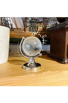 TeknoClass Kristal Cam Dünya Küresi Ofis Masa Aksesuarı Cam Küre Hediye Süs 6 Cm Çap