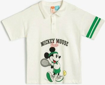 Koton Mickey Mouse Lisanslı Tişört Erkek Çocuklar İçin Kısa Kollu Günlük Kullanım Kahverengi - 1 - 1,5 Yaş - Ekru