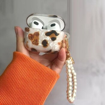 Easy Leopar Desenli Kopçalı Renkli Airpods 3 Uyumlu Plastik Kulaklık Kılıfı