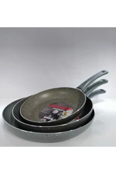 Mehtap 3 Lü Granit Tava Seti 24-26-28 Cm Gri Renk