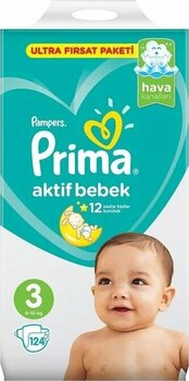 Prima Pampers Aktif Bebek Bezi 6-10 Kg 3 Numara 2 X 62 124 Adet 3 Numara