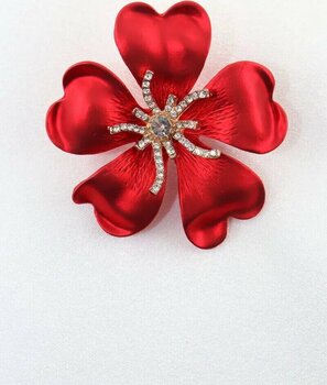 Laden Çiçeği Broş. Taşlı Tasarım Broş. Yaka Iğnesi Broş. Kadın Broş. Broş. Kırmızı Çiçek Broş.