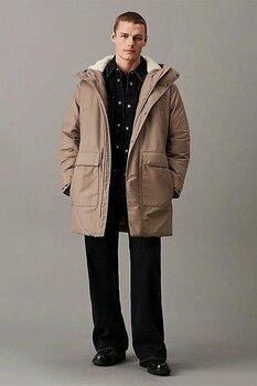 Calvin Klein Warm Cotton Nylon Long Parka - S - Gri
